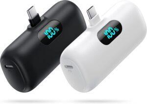 [2-Pack] Mini Portable Charger 5000mAh Power Bank,3A PD USB C Cell Phone Portable Power, LCD Display Battery Pack Compatible with iPhone 16/15/15 plus/15 pro/15 pro Max/Android/Samsung/Moto/LG etc